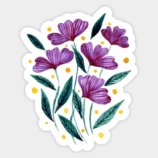 Cute florals - purple and green Sticker